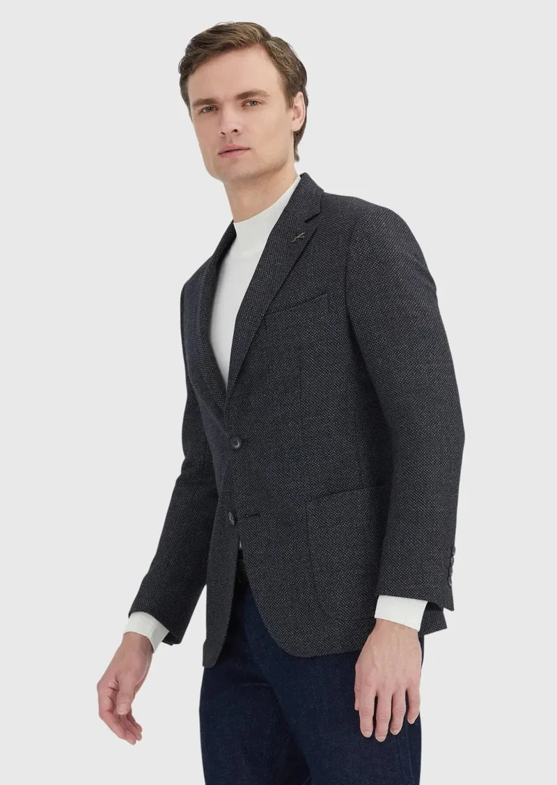 رامسي جاكيت رمادي منقوش من مزيج الصوف