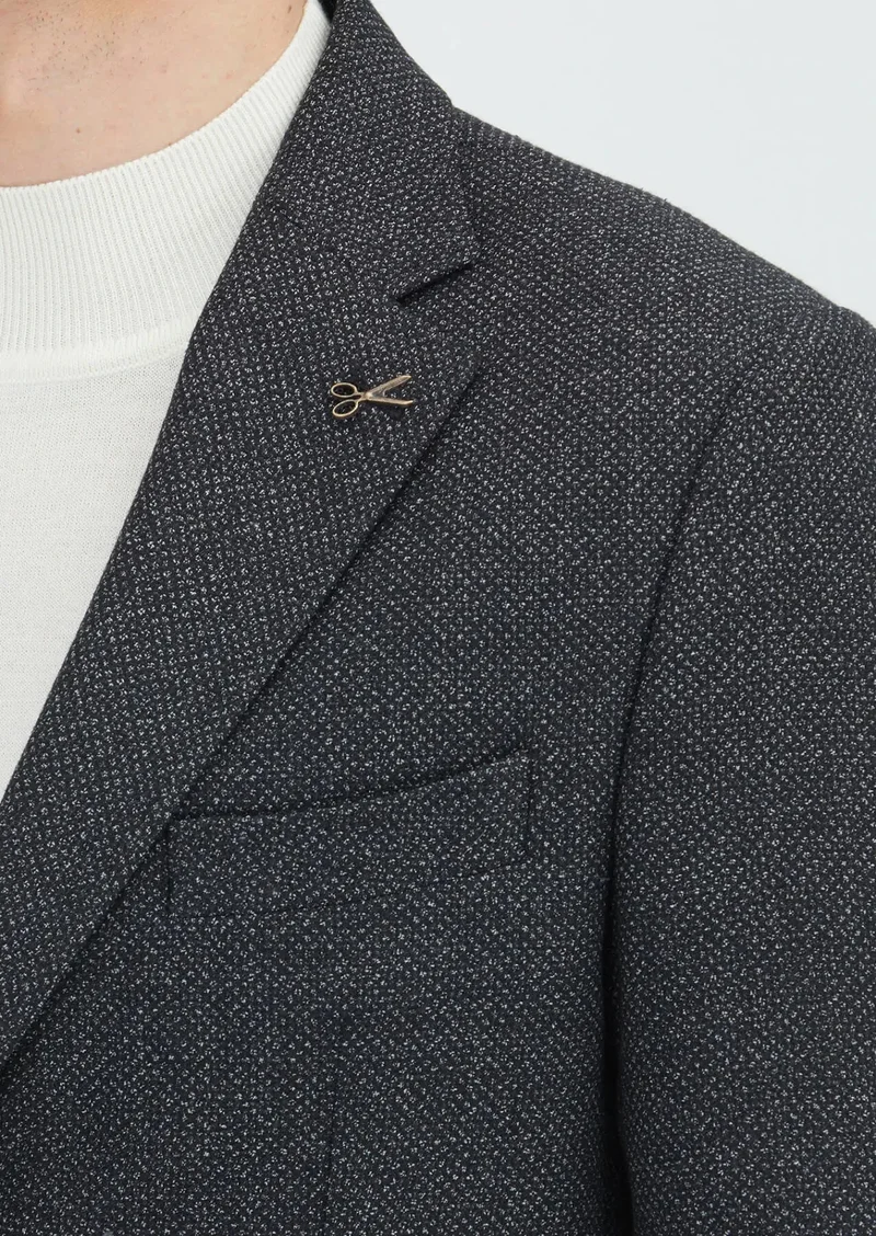 رامسي جاكيت رمادي منقوش من مزيج الصوف