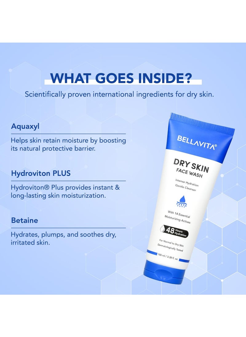BELLAVITA Face Wash for Dry to Normal Skin, Cleanser |Intense Hydration Facewash for Dry Skin|48hrs Hydration| Gently Cleanses | pH Balanced |100ml  - Image 5
