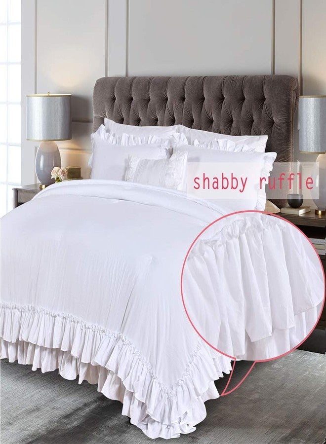 Masaca White Twin Comforter with Ruffles,Shabby Boho Chic Ruffle Comforter Set Farmhouse Twin Bedding Sets,3pcs Vintage Aesthetic Kids Bedding Sets for Girls - Image 3