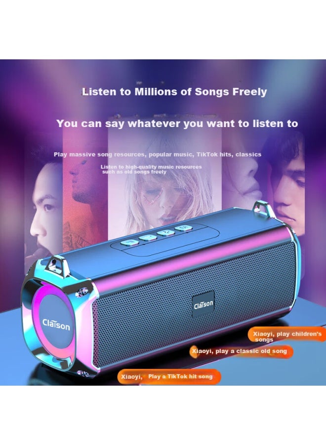 Claison Berlin Sound" T16 Bluetooth Speaker Sound Heavy Bass Cannon Home Outdoor Portable Desktop Computer Wireless Speaker Waterproof Card Insertion Ultra-long Battery Life Black - Image 2