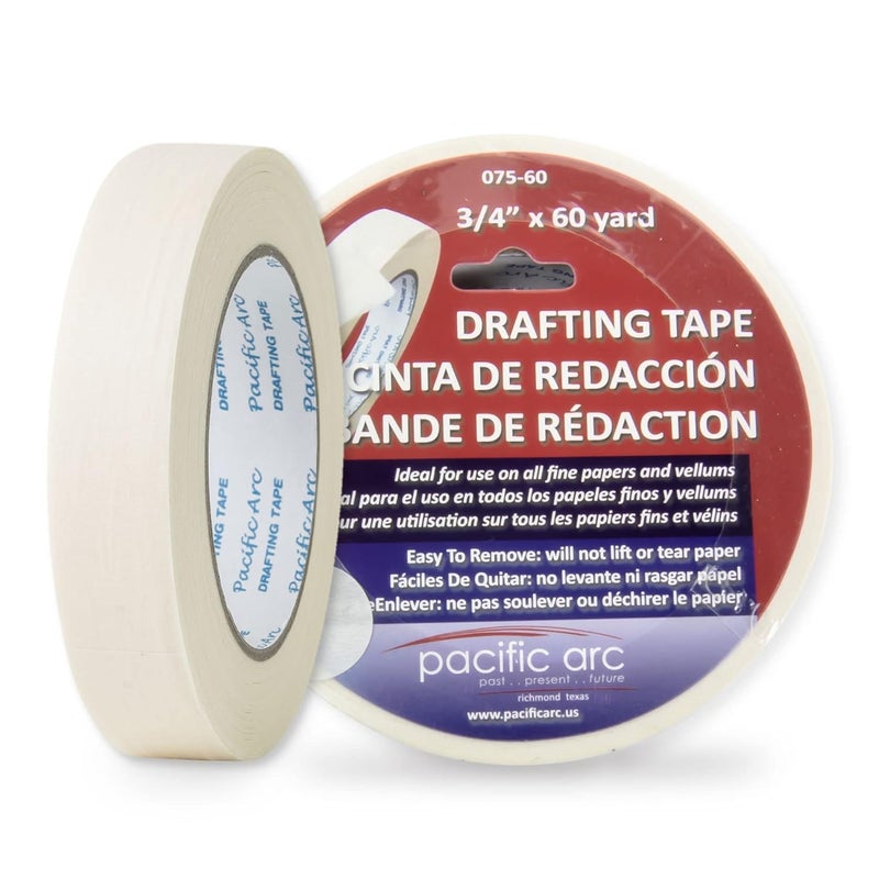 Pacific Arc Drafting Tape, 3/4 in. x 60 yd. roll. Multiple Uses and Surfaces. Easy Removal, Residue Free. Office, Drafting, Painting, Art or Home use. - Image 1