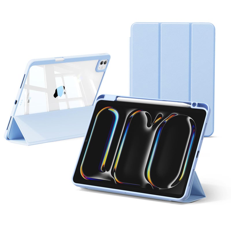 SMARTDEVIL for iPad Pro 11 inch Case (2025/2024),M4/M5 Cover with Pencil Holder,Ultra-Slim Tri-Fold Stand Protective Cover,Anti-Fall Shockproof Protection,Auto Wake/Sleepr,Touch ID Supportr,Sky Blue - Image 1