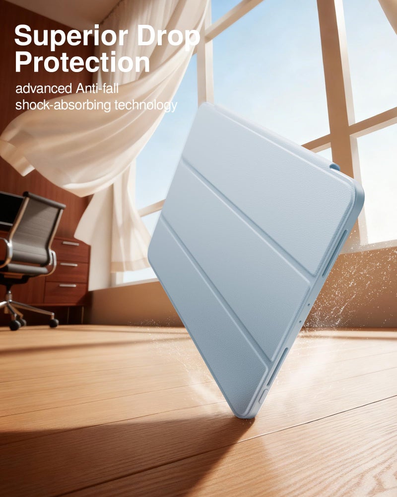 SMARTDEVIL for iPad Pro 11 inch Case (2025/2024),M4/M5 Cover with Pencil Holder,Ultra-Slim Tri-Fold Stand Protective Cover,Anti-Fall Shockproof Protection,Auto Wake/Sleepr,Touch ID Supportr,Sky Blue - Image 5