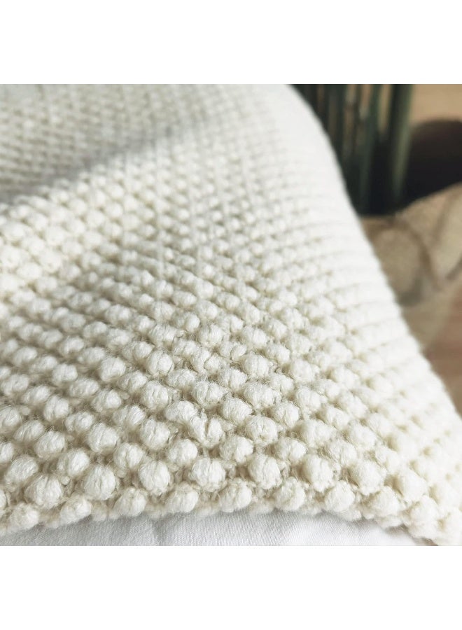 LOMAO LOMAO Knitted Throw Blanket with Tassels Bubble Textured Lightweight Throws for Couch Cover Home Decor (Cream, 60x80)  - Image 3