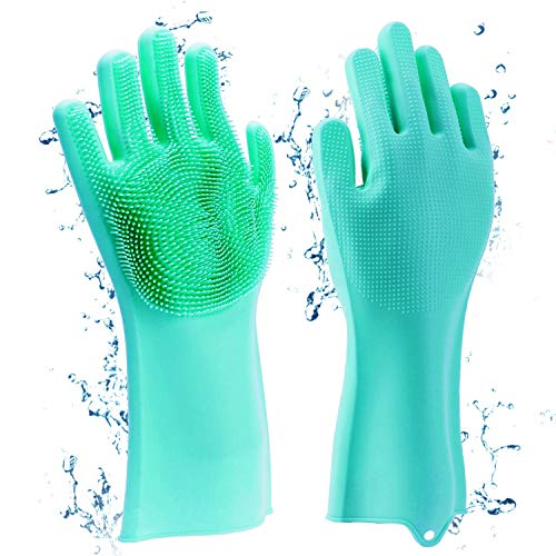 HomeFast Magic Silicone Dishwashing Gloves Cleaning Scrubbing-Dish Wash Silicone Gloves Great for Washing Dish,Kitchen,Car,Bathroom and More... (Green) - Image 1