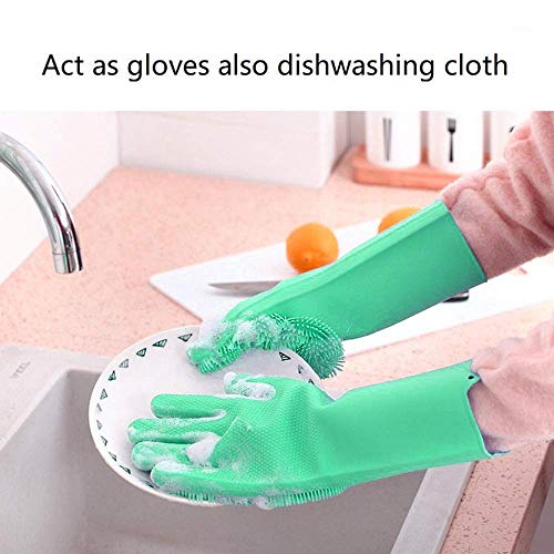 HomeFast Magic Silicone Dishwashing Gloves Cleaning Scrubbing-Dish Wash Silicone Gloves Great for Washing Dish,Kitchen,Car,Bathroom and More... (Green) - Image 5