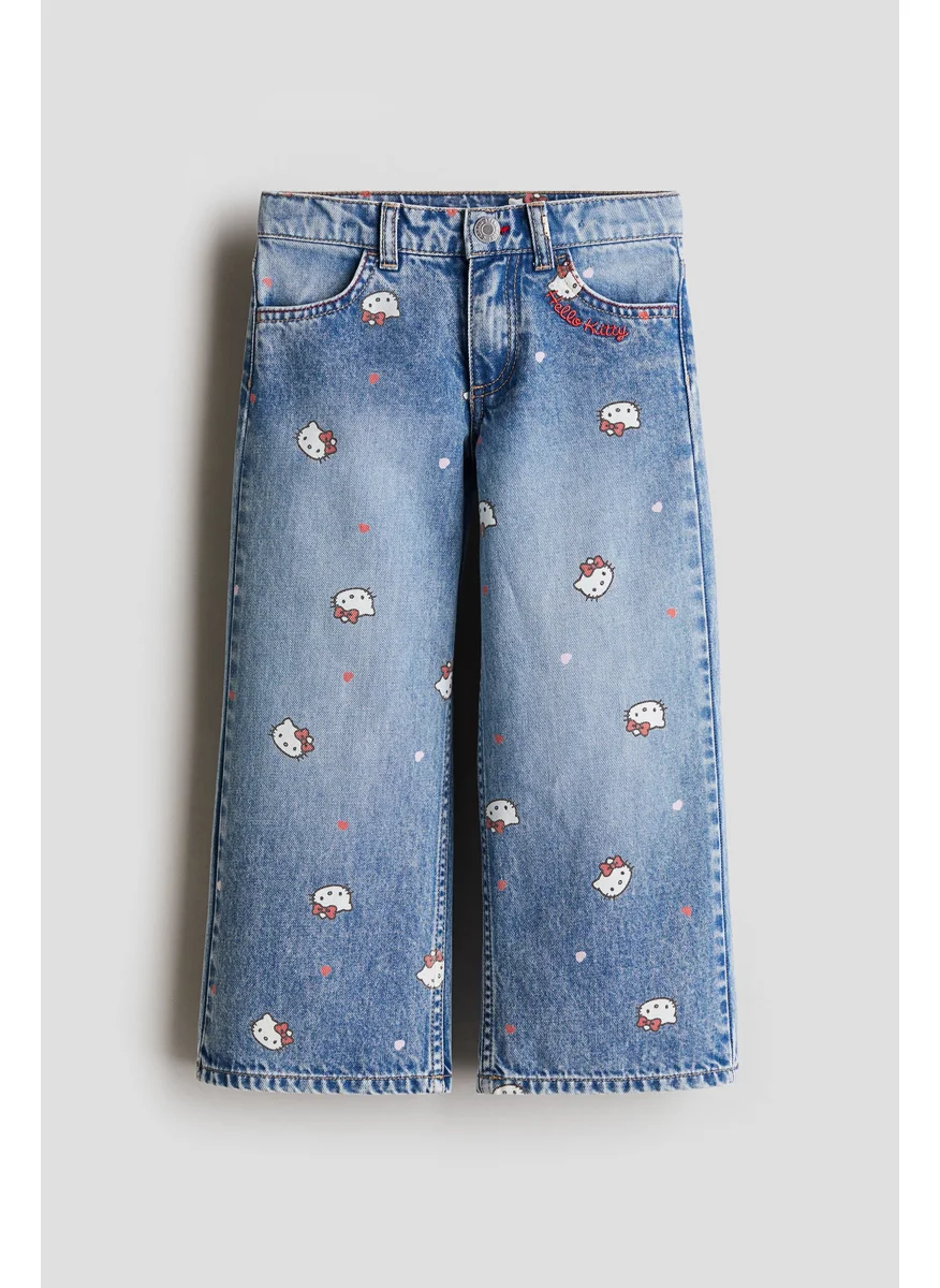 H&M Printed Wide Leg Jeans