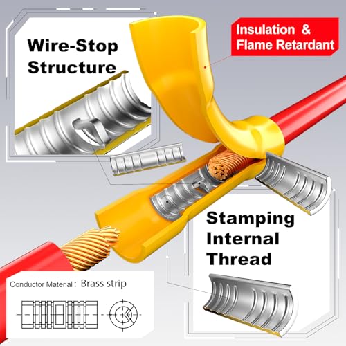 AIRIC UL Listed Red Butt Connectors Crimp Splice Terminals 100 pcs 22-16 AWG Electrical Connector, Fully Insulated PVC Wiring Crimps Terminal for 22,20,18,16 Gauge Wire - Image 3