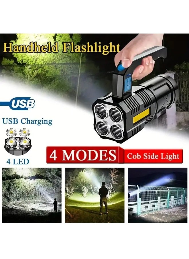 NIBEMINENT Quad-Core High Power LED Flashlight - Ultra Bright, Rechargeable, and Portable Torch for Camping and Outdoor Activities - USB Powered, Long-Lasting, and Water-Resistant Design  - Image 1