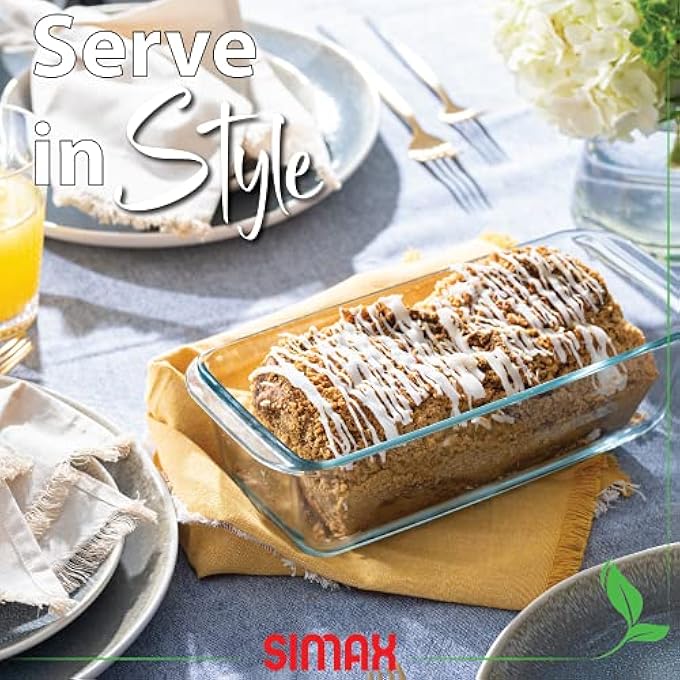 SIMAX Glassware Loaf Baking Pan Classic Glass Tin Great for Banana Bread Babka Loaf Cakes etc  Dishwasher Safe Cooking Dish  Borosilicate Glass Mold  15 Quart 625 Cups - Image 2