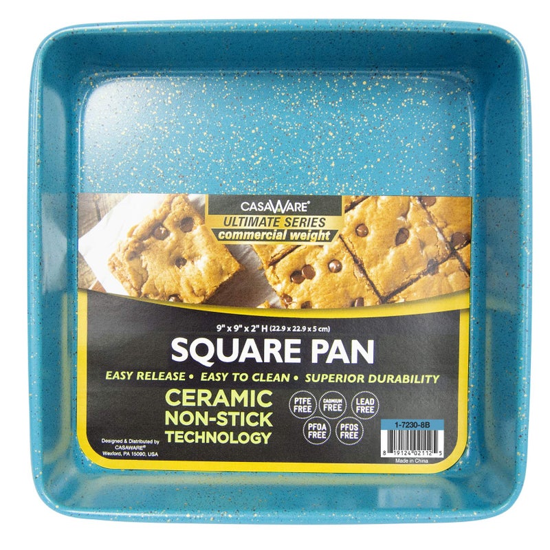 Casaware Ceramic Coated Nonstick Heavy Weight 9-Inch Square Cake Pan (Blue Granite) - Image 1