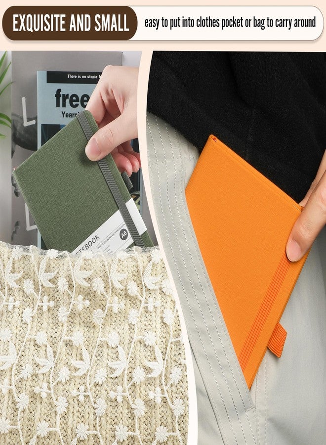 miikoul Pocket Notebook Journals, 5 Pack Fabric Texture Hardcover Lined Notebooks with Pen Portable Notepad 5.5" x 3.9", 80 GSM, 200 Pages - Image 4