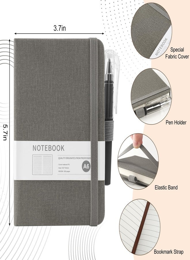 miikoul Pocket Notebook Journals, 5 Pack Fabric Texture Hardcover Lined Notebooks with Pen Portable Notepad 5.5" x 3.9", 80 GSM, 200 Pages - Image 2