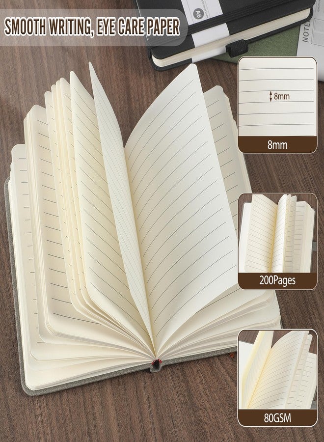 miikoul Pocket Notebook Journals, 5 Pack Fabric Texture Hardcover Lined Notebooks with Pen Portable Notepad 5.5" x 3.9", 80 GSM, 200 Pages - Image 3