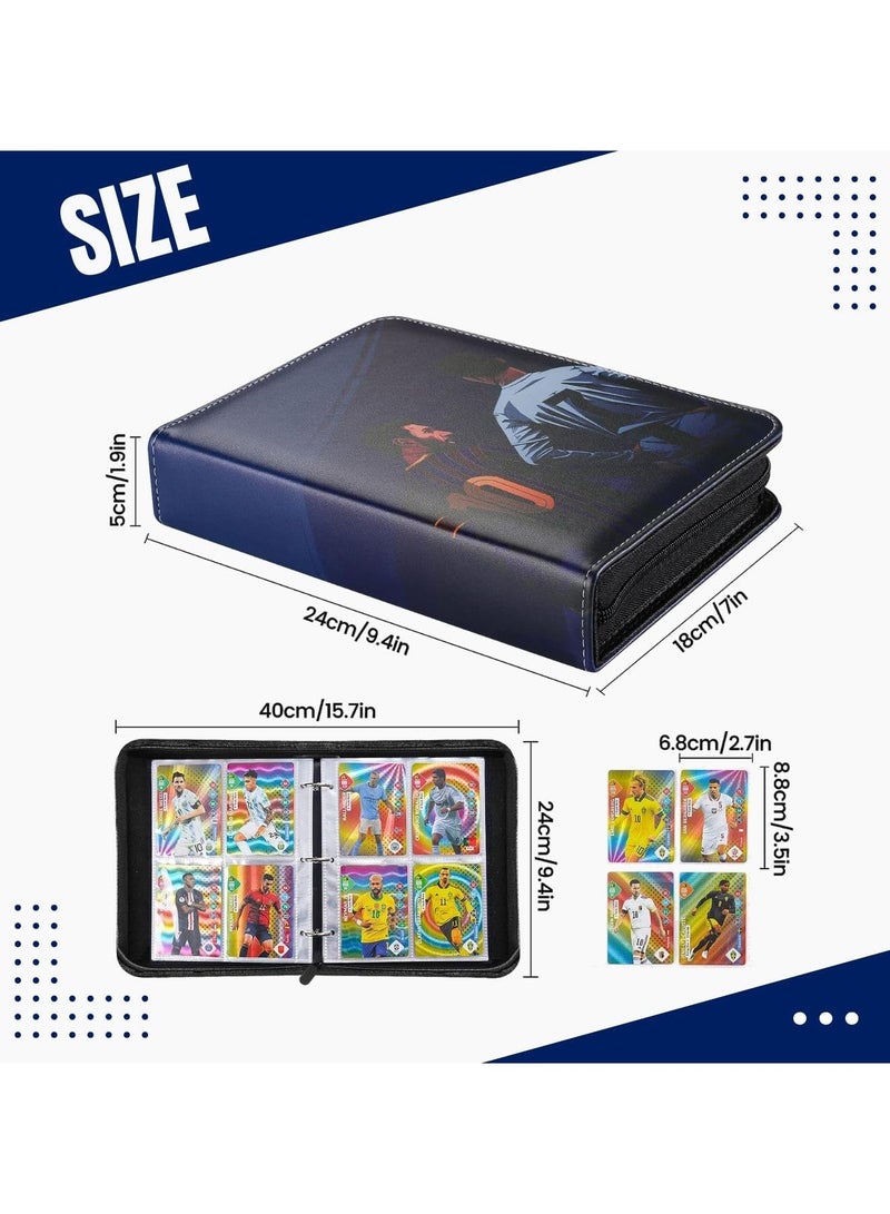 حامل بطاقات كرة القدم من Maanys مصنوع من جلد البولي يوريثان الفاخر لألبوم بطاقات تجارة كرة القدم لكأس العالم 2022، يحمل ما يصل إلى 400 بطاقة و50 أكمام قابلة للإزالة - Image 2