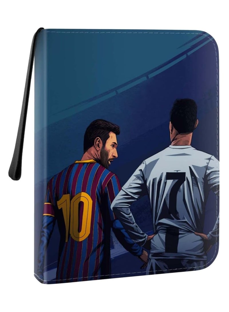 حامل بطاقات كرة القدم من Maanys مصنوع من جلد البولي يوريثان الفاخر لألبوم بطاقات تجارة كرة القدم لكأس العالم 2022، يحمل ما يصل إلى 400 بطاقة و50 أكمام قابلة للإزالة - Image 1