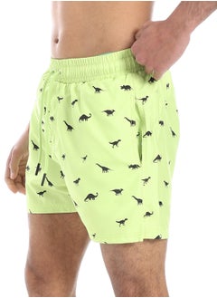 بافون Lime Green and Black Dinosaur Pattern Swim Shorts  - Image 2