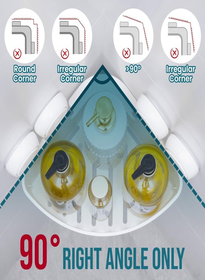 TAILI Suction Corner Shower Caddy, Bathroom Shower Shelf Storage Basket Wall Mounted Organizer for Shampoo, Conditioner, Plastic Shower Rack for Kitchen & Bathroom, Drill-Free Removable (2 Pack) - Image 2