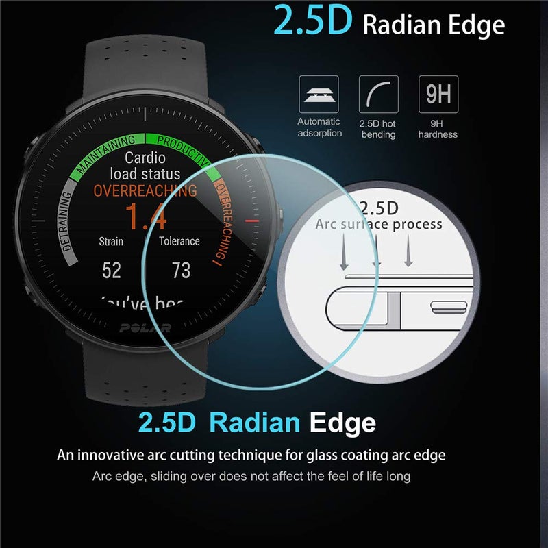 Diruite 4-Pack for Polar Vantage M/Polar Vantage V Screen Protector Tempered Glass [2.5D 9H hardness] [Anti-Scratch] [No-Bubble] - Image 4