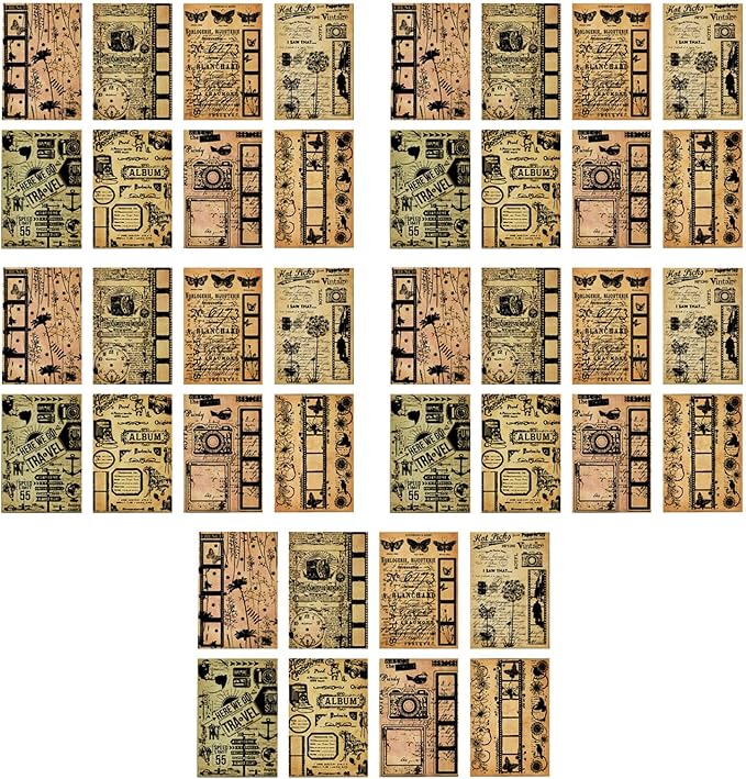 Retro Kraft Paper Scrapbook Sticky Notes 40pcs 4 Patterns DIY Craft Supplies Srliyaeuhqcx53t6 11 - Image 1