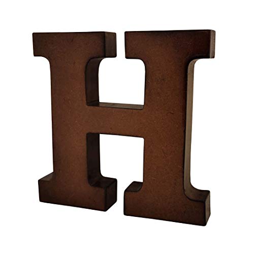 SMARTCAREWOOD حرف H من الخشب الذكي - حروف إنجليزية كبيرة مقطوعة للأعمال الفنية والحرفية (H_Brown_15x2.5 سم) - Image 3