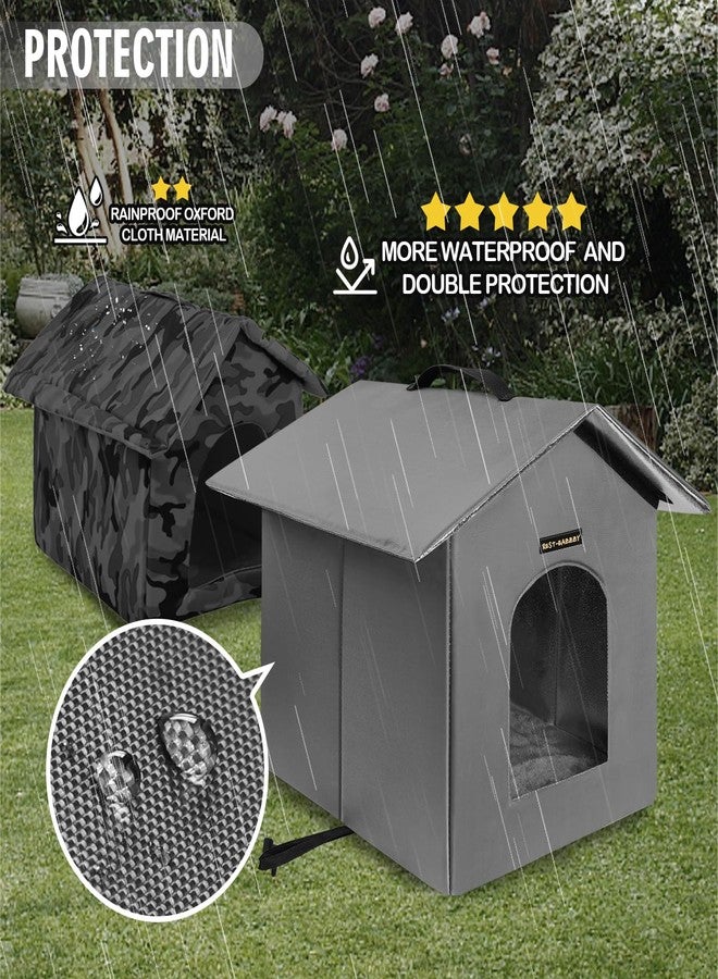 Rest-Eazzzy Outdoor Cat House, Feral Cat House Insulated with Mat and Clip, Weatherproof and Insulated, Cat Beds for Cats Kittens Puppies, Never Blow Away (Grey, S 13" X 13" X 14") - Image 3