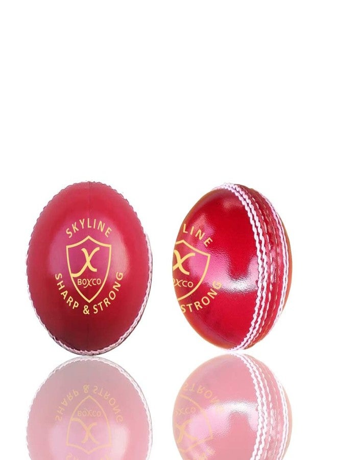 BOXCO Skyline Hand Stiched Four Piece Cricket Leather Ball for T20, Club, One Day and Test Matches (Red) (Pack of 2) - Image 1
