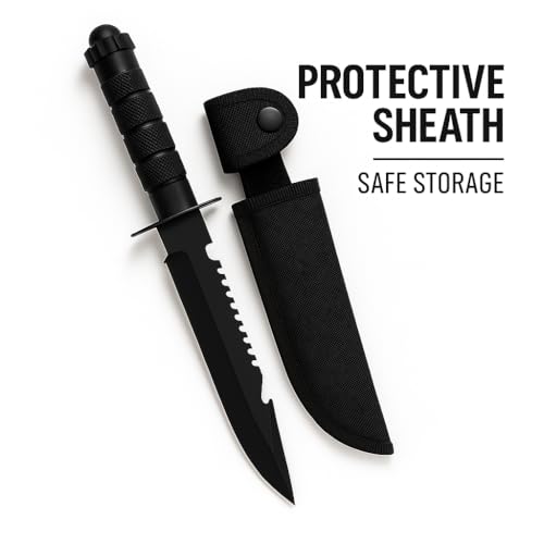 HUPLA Heavy Duty Utility Knife with Safety Sheath | Multi-Purpose Cutting & Kitchen Utility Tool for Cardboard, Rope, Vegetables & DIY Use | Ergonomic Anti-Slip Grip, Stainless Steel Blade - Image 3