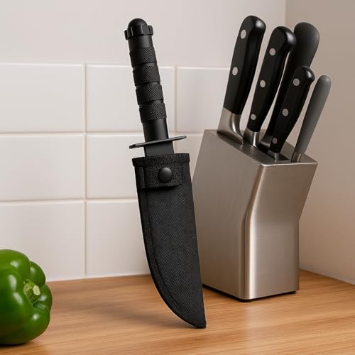 HUPLA Heavy Duty Utility Knife with Safety Sheath | Multi-Purpose Cutting & Kitchen Utility Tool for Cardboard, Rope, Vegetables & DIY Use | Ergonomic Anti-Slip Grip, Stainless Steel Blade - Image 5