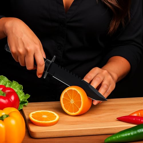 HUPLA Heavy Duty Utility Knife with Safety Sheath | Multi-Purpose Cutting & Kitchen Utility Tool for Cardboard, Rope, Vegetables & DIY Use | Ergonomic Anti-Slip Grip, Stainless Steel Blade - Image 4