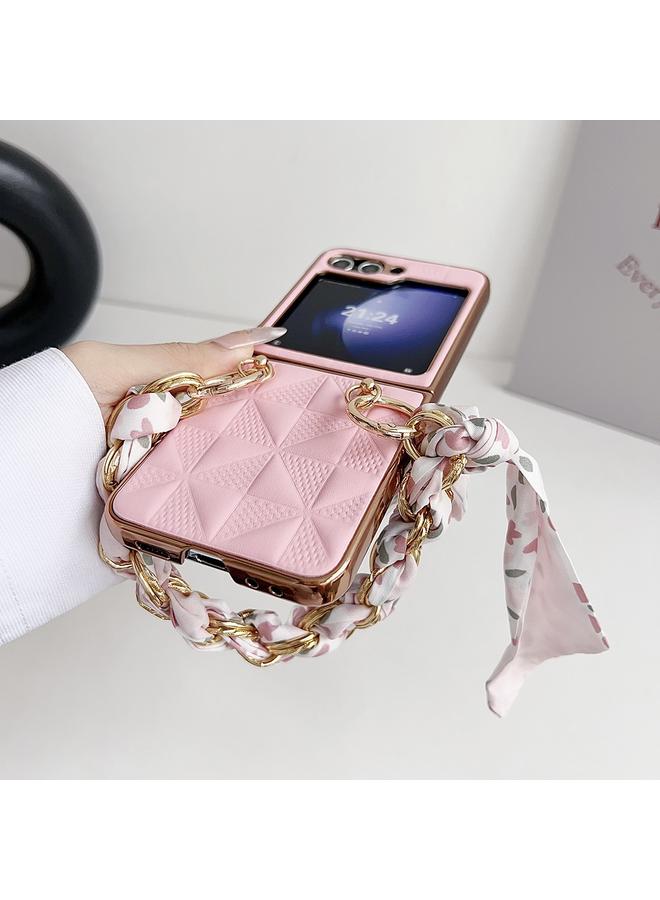 S-TOP Case For Samsung Galaxy Z Flip5 Checkered Scarf Bracelet Phone Case - Image 3