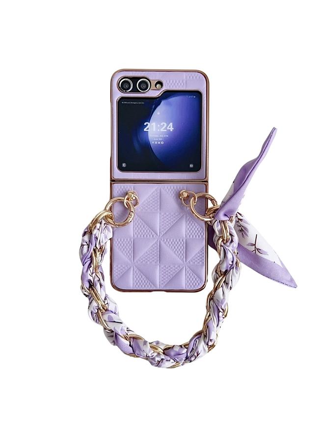 S-TOP Case For Samsung Galaxy Z Flip5 Checkered Scarf Bracelet Phone Case - Image 1