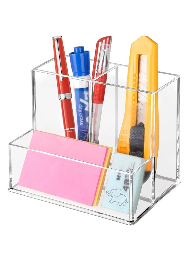 NIIMBOT Pen Holder for Desk, Clear Acrylic Pencil Holder for Desk, Marker Holder with 3 Compartments, Pencil Organizer for Home, Office, Classroom, Bathroom  - Image 2