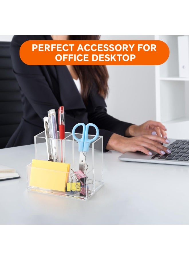 NIIMBOT Pen Holder for Desk, Clear Acrylic Pencil Holder for Desk, Marker Holder with 3 Compartments, Pencil Organizer for Home, Office, Classroom, Bathroom  - Image 5