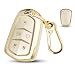 FT FUNTOR for Cadillac Key Fob Cover5 Buttons Compatible with 20152023 Cadillac CTS XT5 ATS CT6 SRX EscaladeSoft TPU Shell Case 360FullCoverage Protection Champagne Gold Flowing Light - Image 2