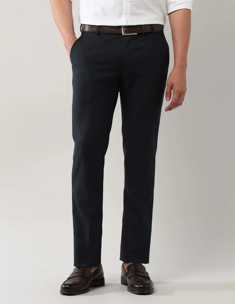 Arrow Mid Rise Regular Fit Solid Trousers