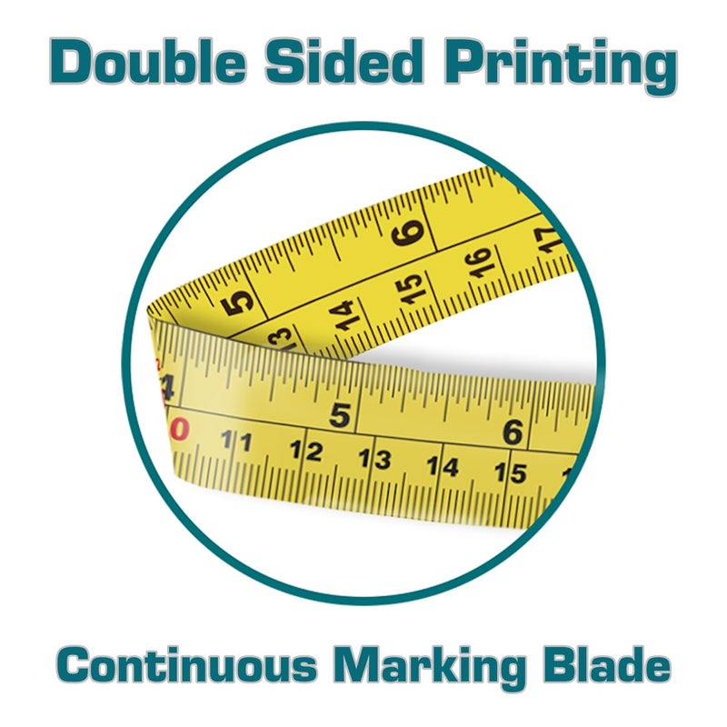 Total Steel Measuring Tape 8m - Retractable Tape with Easy-to-Read Markings and Shock-Resistant Case - Image 4