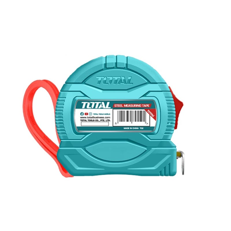 Total Steel Measuring Tape 8m - Retractable Tape with Easy-to-Read Markings and Shock-Resistant Case - Image 2