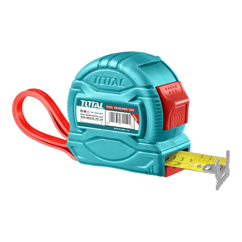 Total Steel Measuring Tape 8m - Retractable Tape with Easy-to-Read Markings and Shock-Resistant Case - Image 1