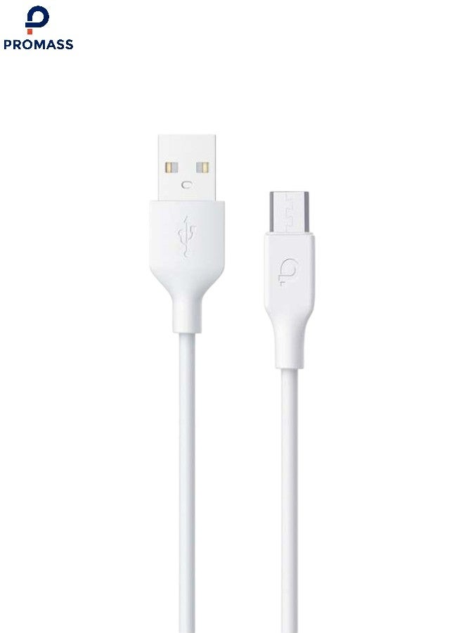 PROMASS "Fast charging cable, rubber USB to Micro 2.0, compatible with Galaxy S7, S6, Note, LG, Nexus, Nokia, and PS4 - White, 1 meters long" - Image 1