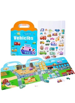 Generic Portable Reusable Vehicles Magnetic Stickers Book for Preschoolers and Toddlers 
