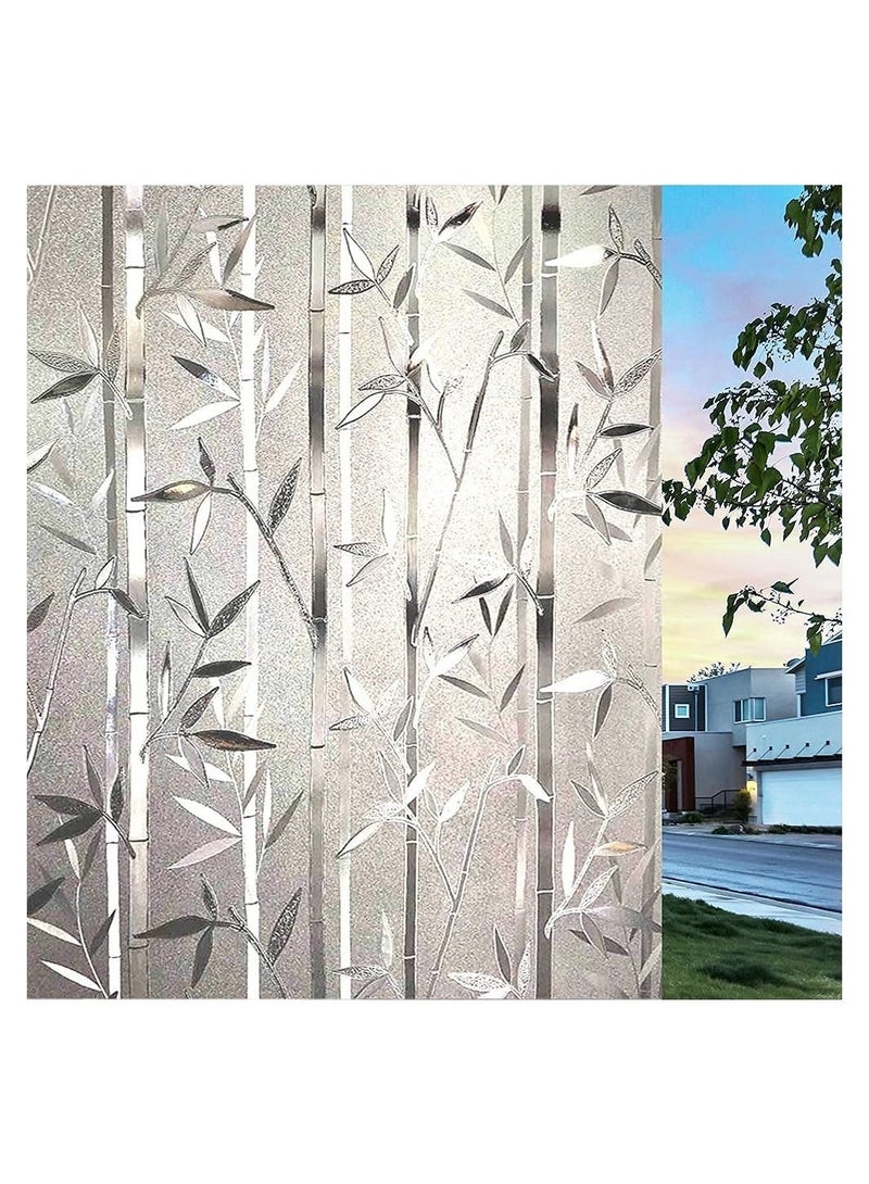 Captaintech Window Frosting Film, Privacy Frosted Self- Adhesive Opaque Static Glass Window Film Clings Removable Anti-UV Bamboo Cling Pattern Film for Home Office Store Decoration (45 x 200cm) - Image 1