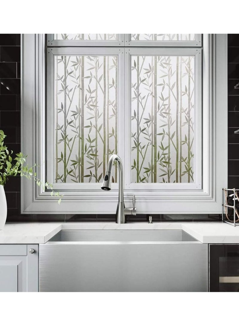 Captaintech Window Frosting Film, Privacy Frosted Self- Adhesive Opaque Static Glass Window Film Clings Removable Anti-UV Bamboo Cling Pattern Film for Home Office Store Decoration (45 x 200cm) - Image 3