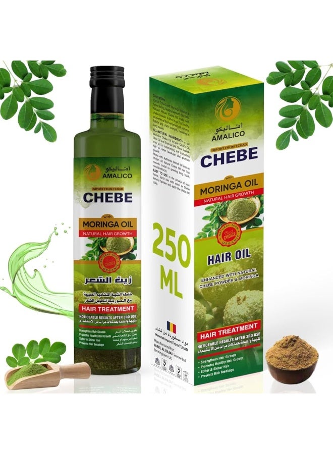 AMALICO 2 in 1 Moringa Oil with Chebe Powder for Hair Growth - 250 ML