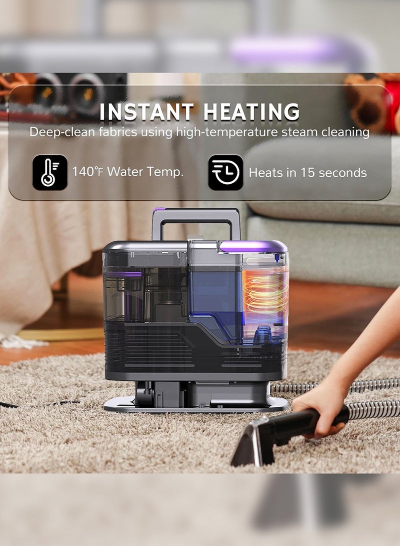 AiQi Instant Steam Multisurface Spot Cleaner for Deep Cleaning of Carpet, Sofa, Stairs, and Car Interior | Carpet Cleaner with Dual Tank and Self-cleaning Head | 500W 12KPA Professional Spotless Clean System with 140℃ Steam - Image 3