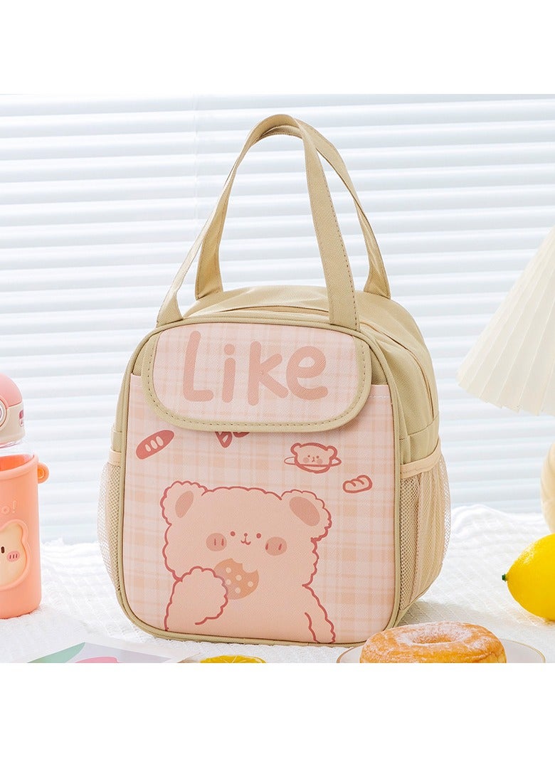 VUCATIN Insulated Lunch Bag Outdoor Insulated Cooler Tote Bag Durable Reusable Tote Bag Kawaii Lunch Bag for Kids School Large Capacity Picnic Bag for Women (Brown)  - Image 1