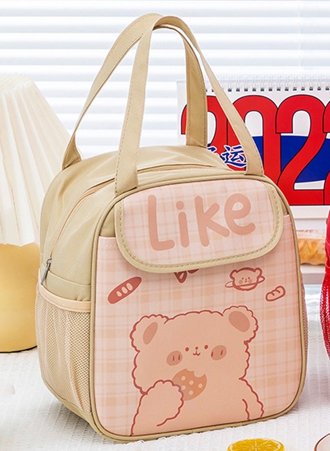 VUCATIN Insulated Lunch Bag Outdoor Insulated Cooler Tote Bag Durable Reusable Tote Bag Kawaii Lunch Bag for Kids School Large Capacity Picnic Bag for Women (Brown)  - Image 4