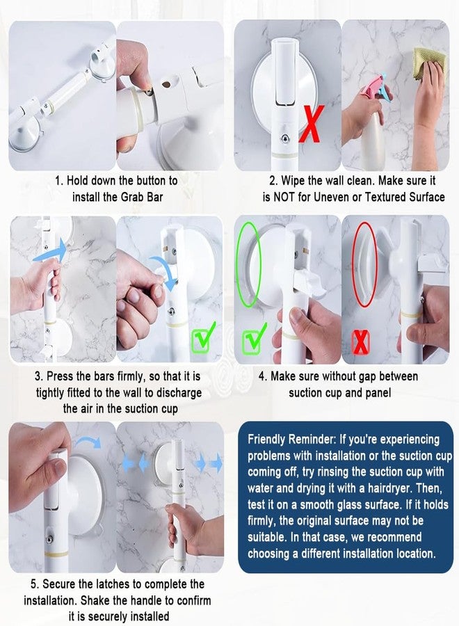 HANNEA® Grab Bar for Bathroom Anti-Slip Bathroom Handle for Senior Citizen Safe Secure Grab Bar with Glow-in-The-Dark Guiding Lines Design, 35cm Toilet Handrail, 110 KG Tested Pull Force - Image 5