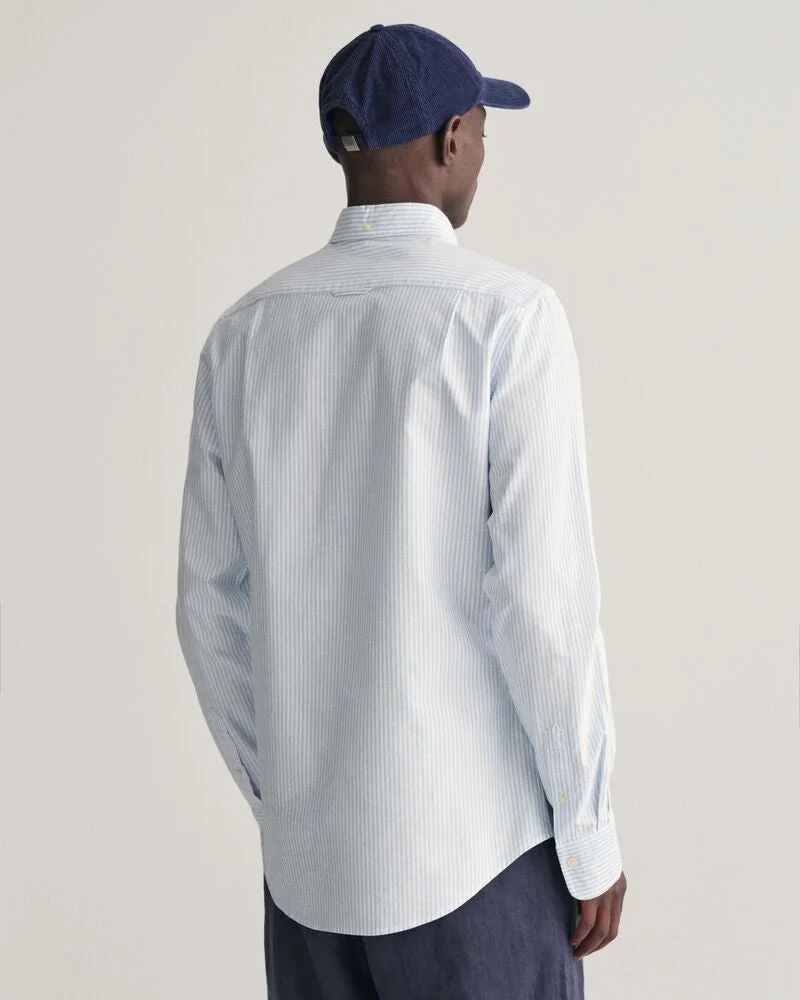 غانت قميص أكسفورد كلاسيك بأكمام قصيرة مخطط بالبنك نحيف